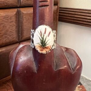 Vintage Hand Painted Porcelain Ring